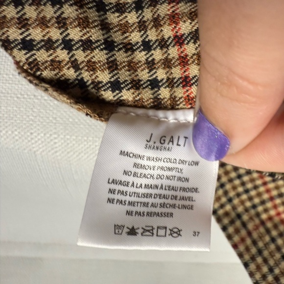 John Galt Brown by Brandy Melville Red Plaid Collared Crop Top Medium - Picture 11 of 11